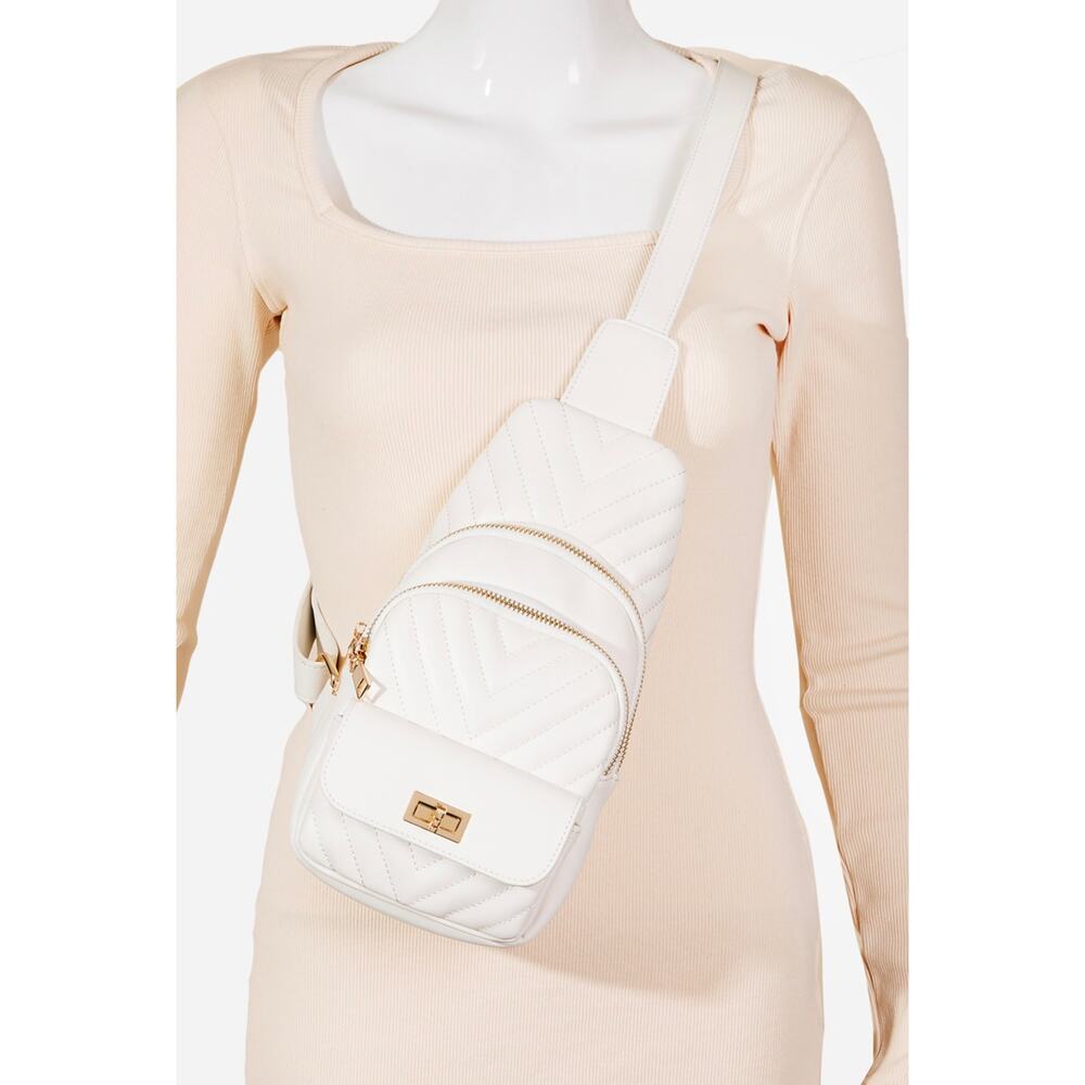 Faux Leather Sling Bag - Ivory - Picture 4 of 5